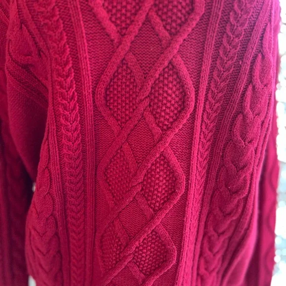 Vintage Eddie Bauer Red Chunky Knit Women's Sweater - Picture 3 of 13